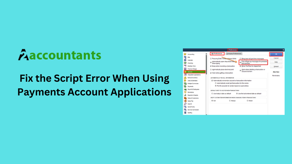 Fix the Script Error When Using Payments Account Applications