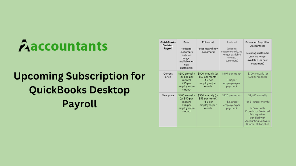 Upcoming Subscription for QuickBooks Desktop Payroll