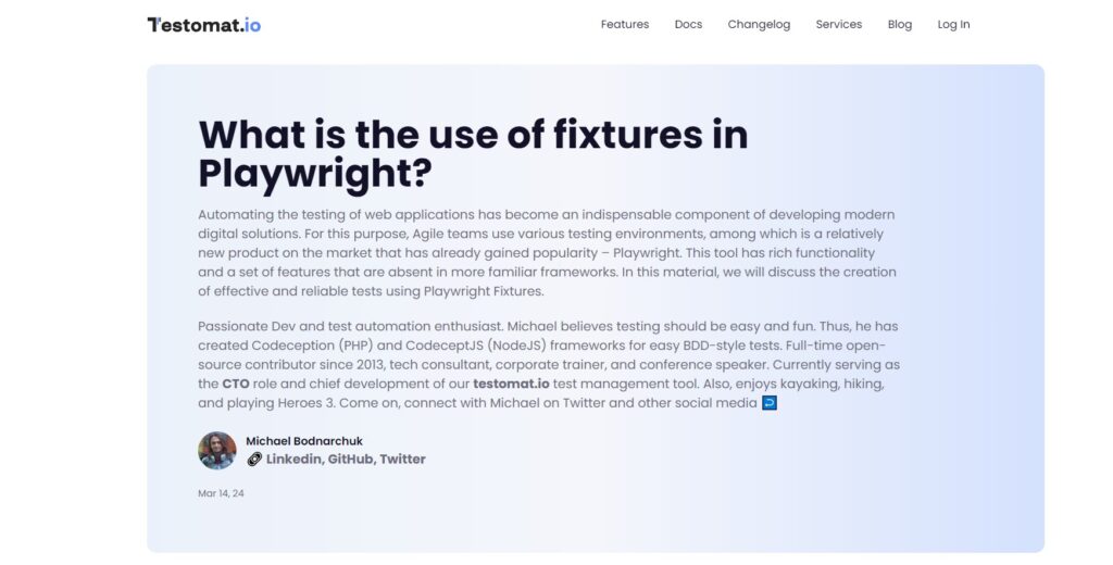 What is the Use of Fixtures in Playwright?