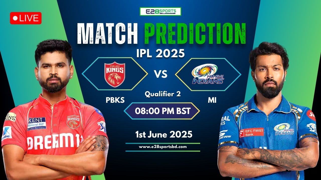 PBKS vs MI Match Prediction By E2bet: Qualifier 2 Match, IPL 2025