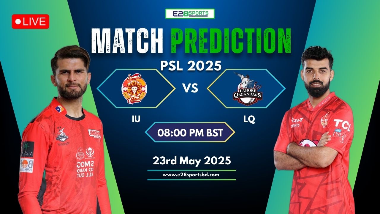 IU vs LQ Match Prediction By E2bet: Qualifier 2 T20 Match, PSL 2025