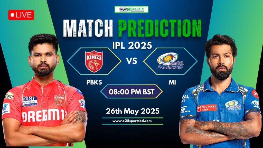PBKS vs MI Match Prediction by E2bet: 69th T20 Match, IPL 2025