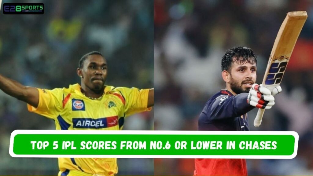 Top 5 IPL Scores from No.6 or Lower in Chases